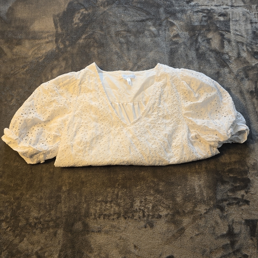 Draper James White Eyelet Top Size XS